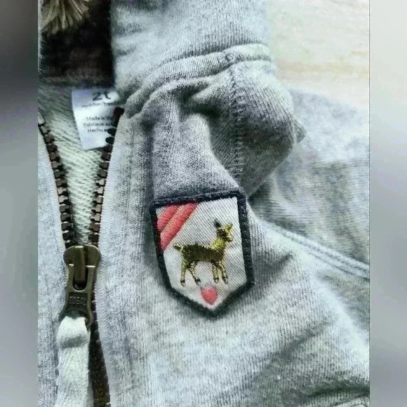 Carter's Faux Fur Leopard Print Zip Up Hooded Sweatshirt Jacket Girls Toddler 2T - Picture 4 of 5